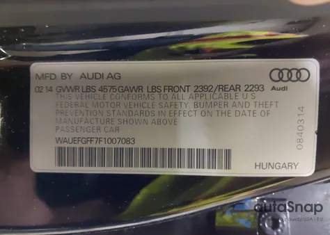 2015 Audi A3 2.0T Premium из США, поврежденный, VIN WAUEFGFF7F1007083